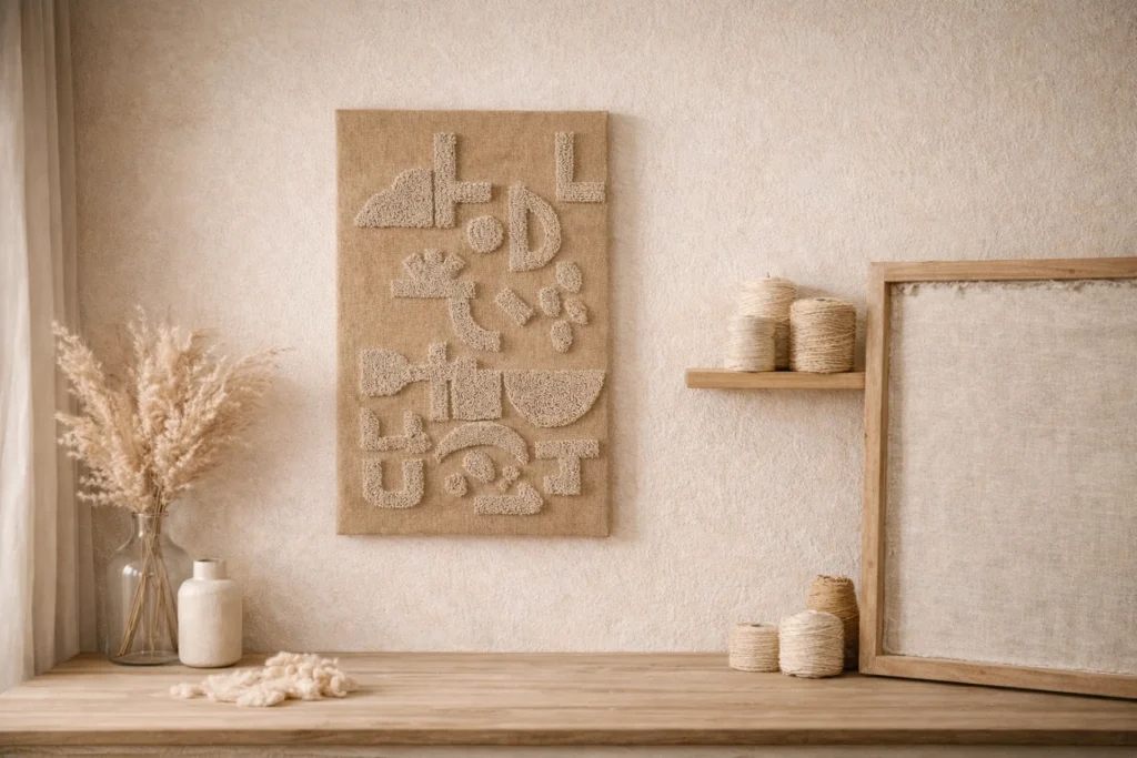 œuvre textile punch needle artisanale Marrakech