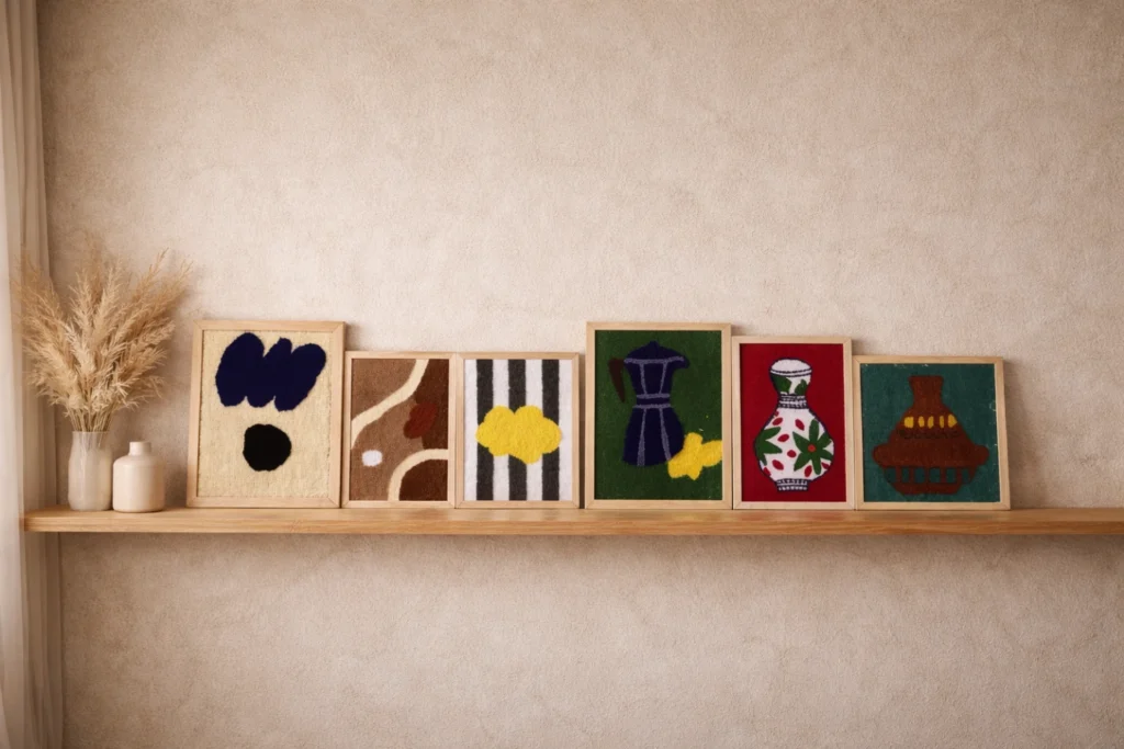 tableau textile tufting pour décoration intérieure à Marrakech